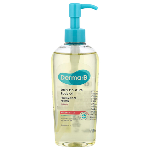Derma:B, увлажняющее масло для тела для ежедневного использования, свежий персик, 200 мл (6,7 жидк. унции)