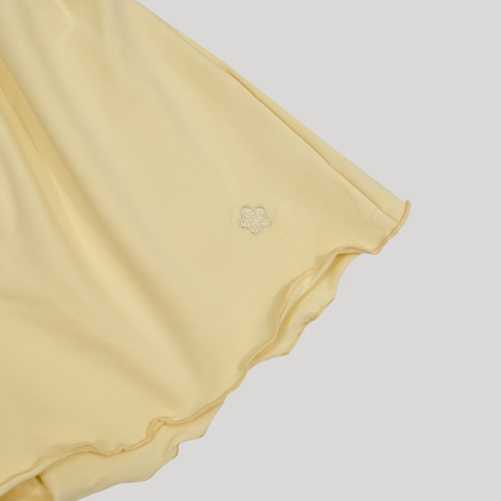 Wide Shorts Wavy Hem Alabaster Gleam