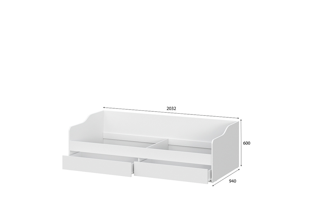 КР-2 (NNM) Кровать одноместная с ящиками (каркас) 900мм (белый)