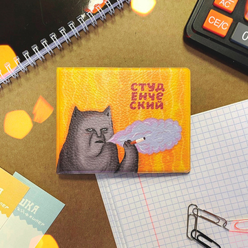 Обложка на студенческий "ШКЯ: Котик с сижкой"