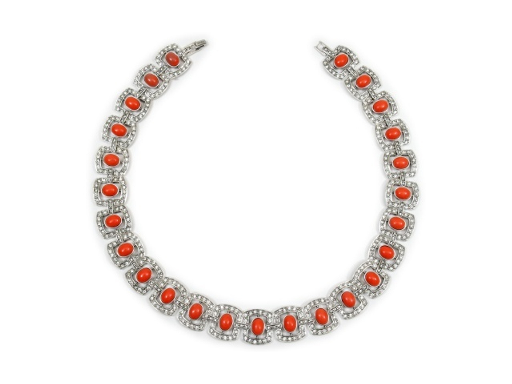 "Парадиз"  ожерелье в серебряном покрытии из коллекции "Самоцветы" от Jenavi с замком пряжка