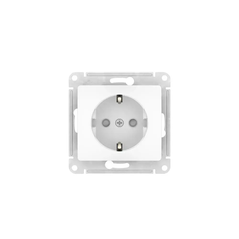 GLOSSA РОЗЕТКА с заземлением со шторками, 16А, механизм, быстрозажим. клем., БЕЛЫЙ