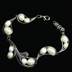 Браслет "Росток" жемчуг, скань асс.