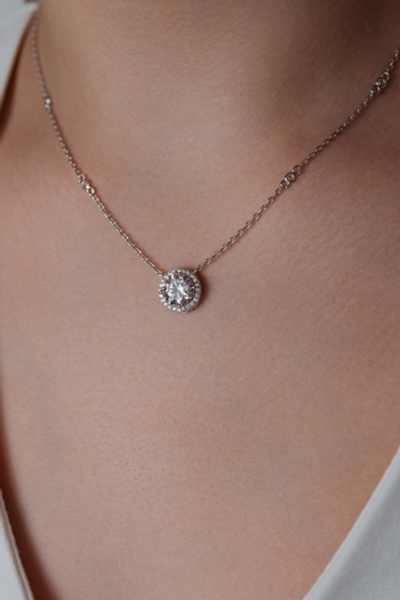 Колье "DIVA" с розовым цирконием