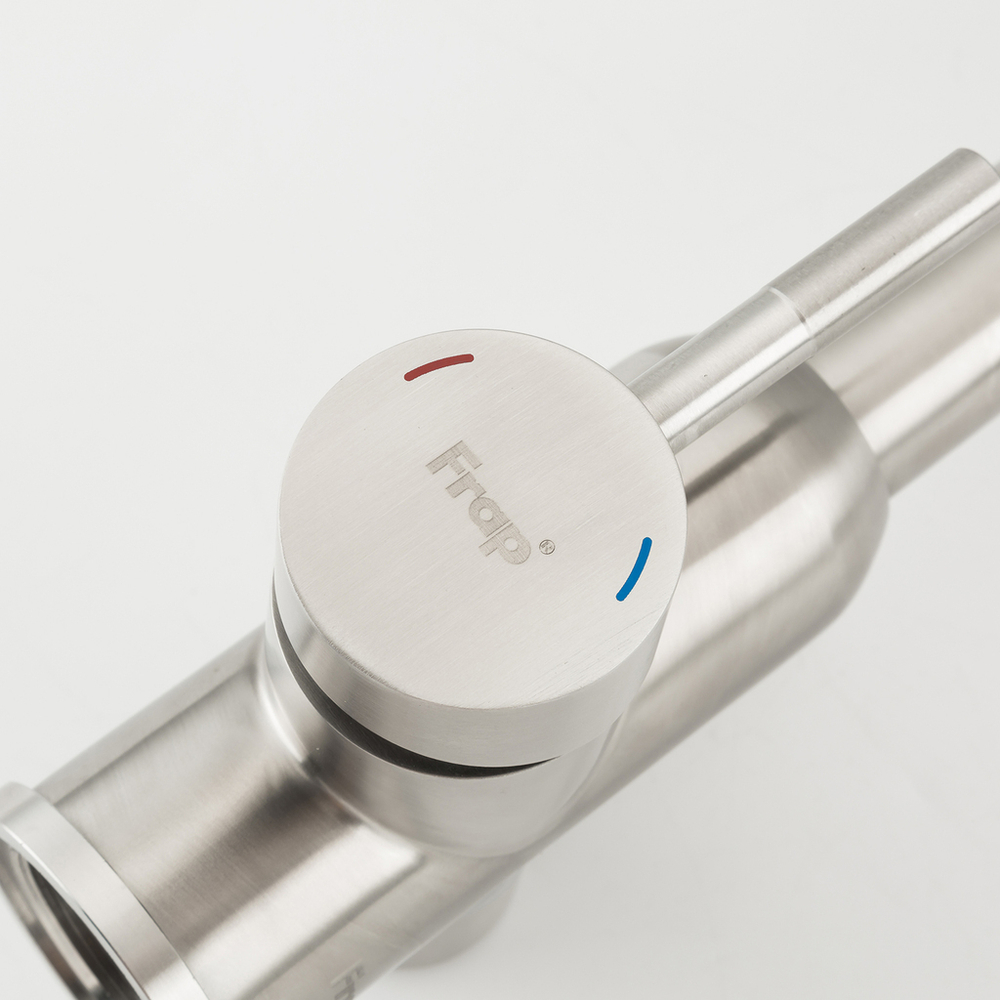 Смеситель для кухни 35к F43899 FRAP (выс.пов.излив, п/гайку, С ВЫХ. Д/ПИТ.ФИЛЬТРА, САТИН, нерж.)