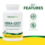 NaturesPlus, Vibra-Gest®, ферменты растительного происхождения, 180 капсул
