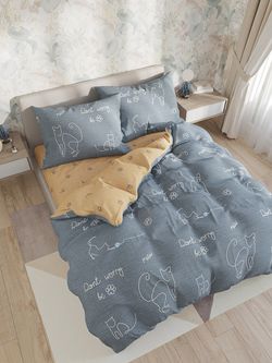 Постельное белье поплин Сказка "Феликс/Феликс (компаньон)" 1,5-сп Наволочка 50x70 см 1 шт Простынь на резинке 90x200 см Пододеяльник 145x215 см