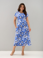 Платье П-026/небесный-экрюлистья