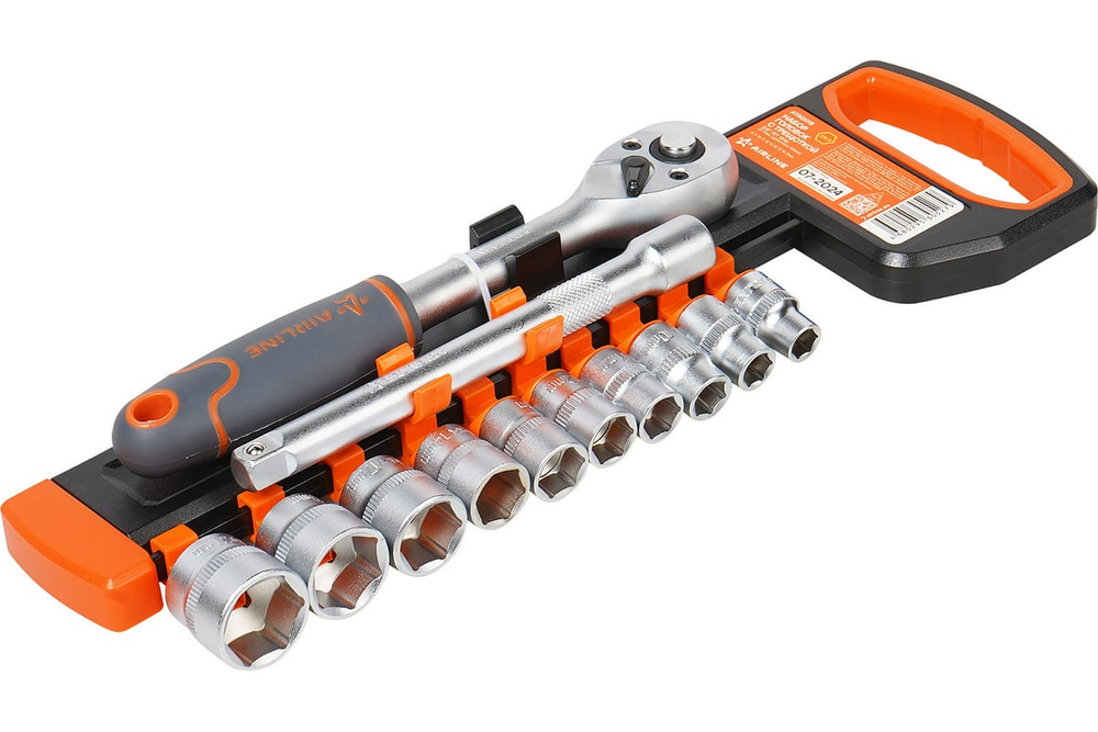 Набор головок с трещоткой 3/8" DR 72Т 12 предметов (10 11 12 13 14 15 17 19 22 24мм, удлинитель 150мм) AIRLINE ATAQ018