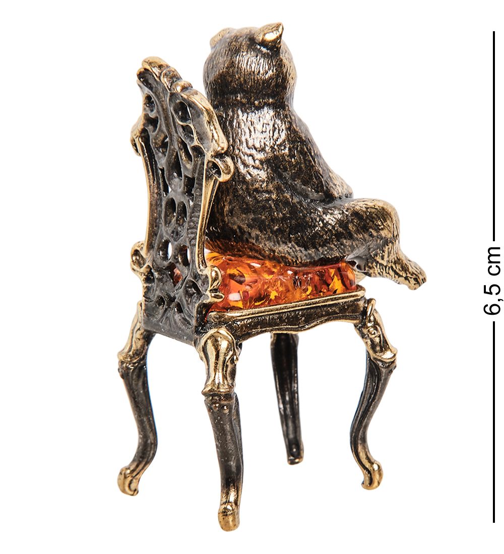 Народные промыслы AM-1921 Фигурка «Кот Жизнь удалась» (латунь, янтарь)