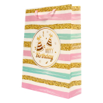 Пакет подарочный "Happy birthday" 18*23см*8,5см, 4 вида микс