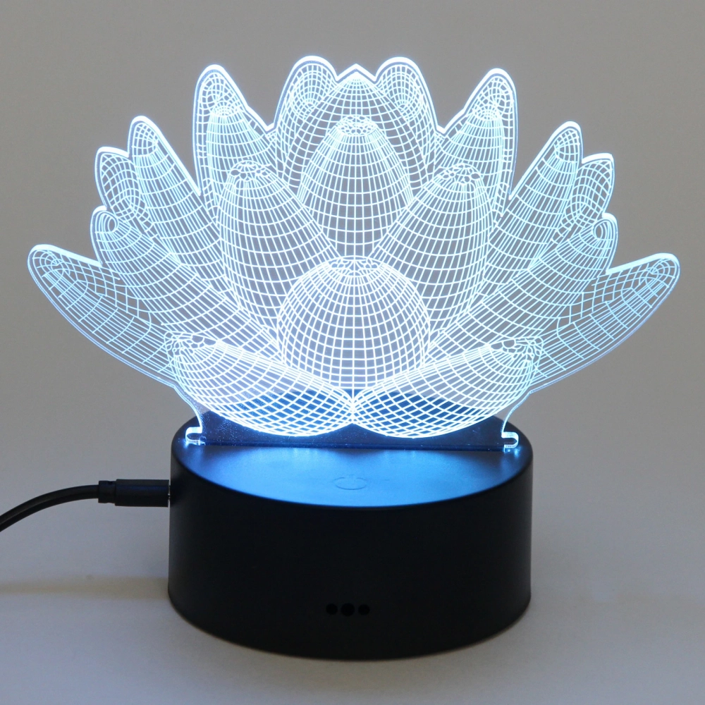 Светильник ночник «3D-Лотос» на пластиковой подставке, с включателем USB