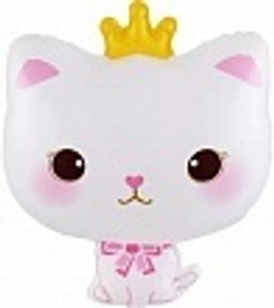 Шар (24""/61 см) Фигура, Котенок Принцесса, Белый, 1 шт. Б3 (3,5 порции) Б014