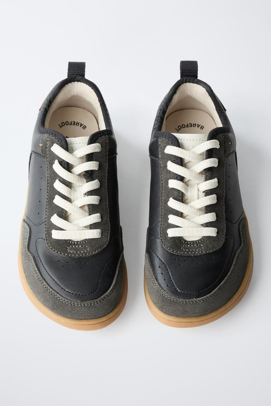 ZARA КОЖАНЫЕ КРОССОВКИ BAREFOOT, ЧЕРНЫЙ