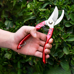Секатор садовый 21см с пружиной, нерж сталь, красный