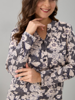 Блузка БЛ-22/антрацит-бежцветы