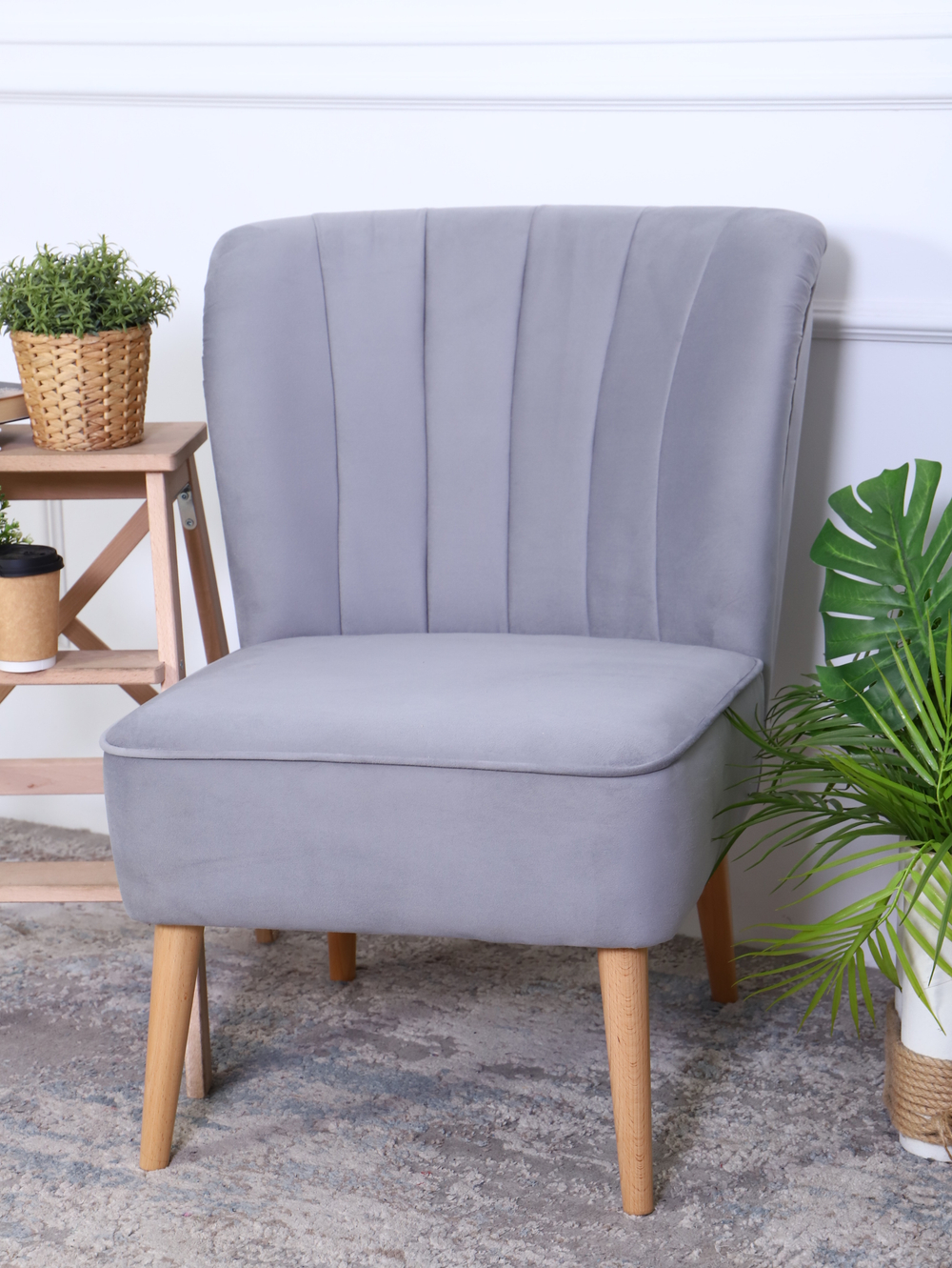 Кресло "Donatello" антивандальный велюр серый/натурал