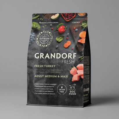 Сухой корм GRANDORF Fresh Dog Adult Med&Maxi Turkey&Sweet Potato для собак средних и крупных пород из свежего мяса индейки с бататом