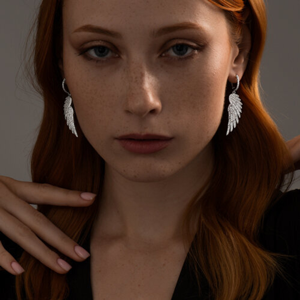 Серьги из серебра с фианитами 94025773