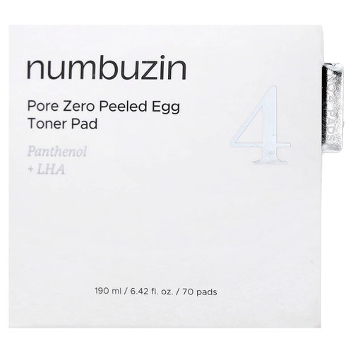 Numbuzin, No.4 Pore Zero Peeled Egg, тоник, 70 шт., 190 мл (6,42 жидк. унции)