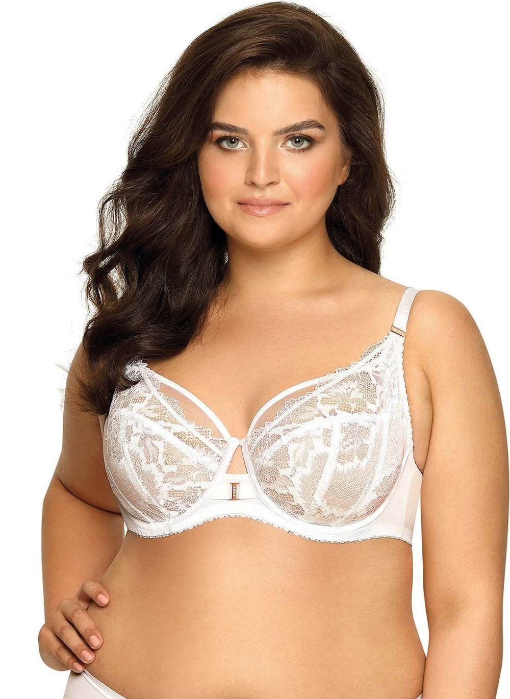 Гипюровый бюстгальтер на косточках с мягкой чашкой (Размер: 70D) (Цвет: серый)