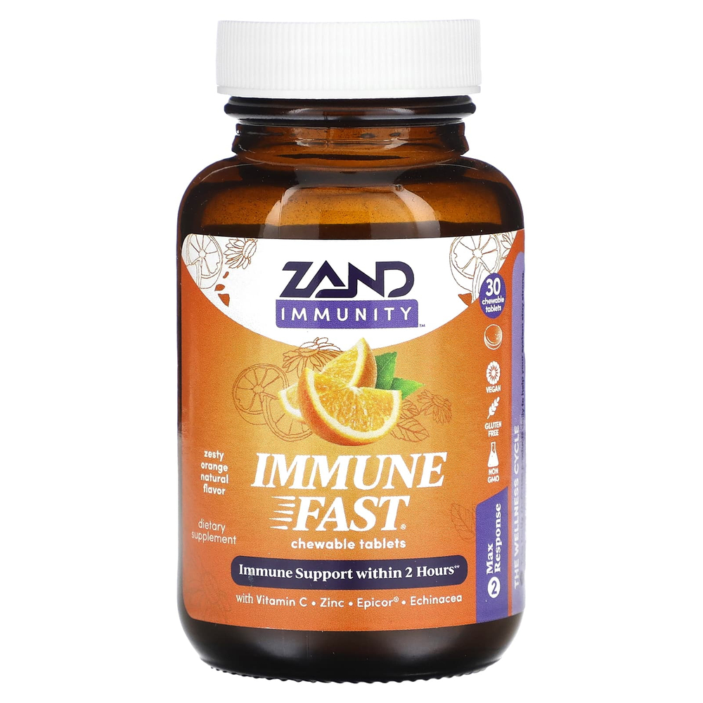 Zand, Immune Fast, пикантный апельсин, 30 жевательных таблеток