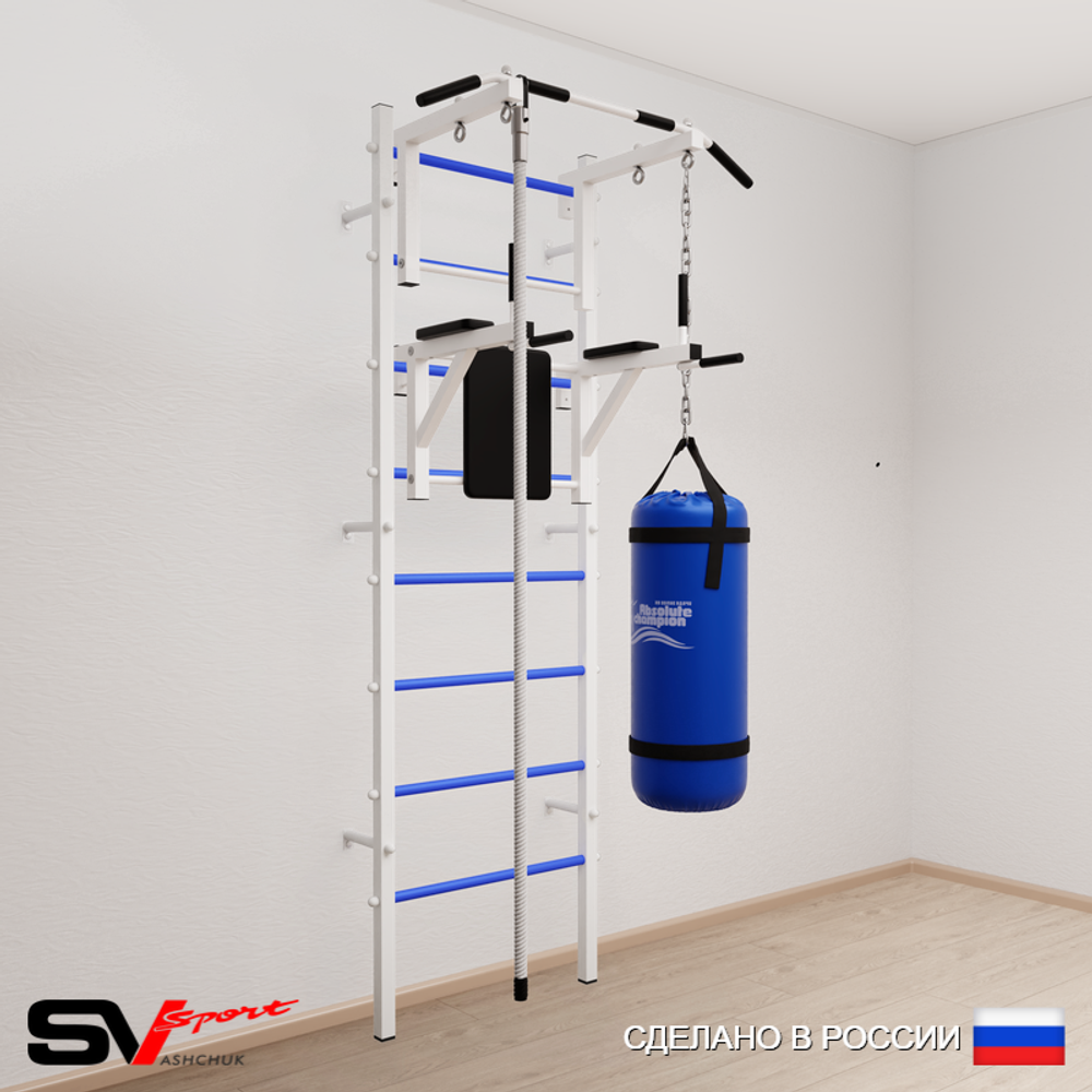 Шведская стенка Sv Sport усиленная 6701 (Турник стандарт/Брусья/Канат/Цепь/Мешок 15кг)