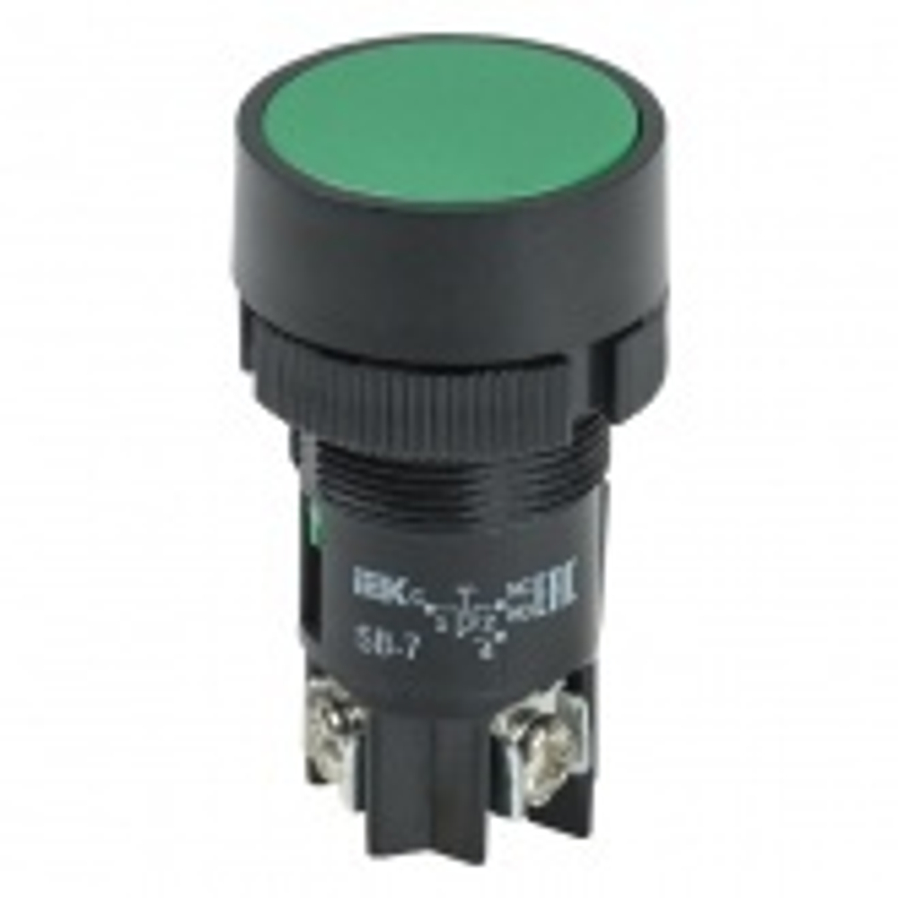 Кнопка SB-7 Пуск зеленая 1НО+1НЗ d22мм/240В IEK BBT40-SB7-K06
