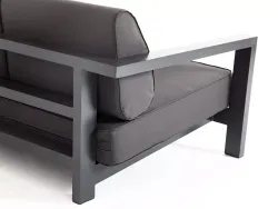 "Гранада" диван 3-местный, каркас алюминий темно-серый (RAL7024) шагрень, ткань темно-серая 027