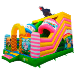 Детский надувной батут-горка «Динолэнд» с прямым скатом 6*5*6 м