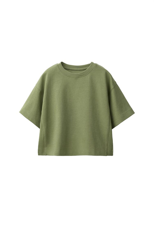 ZARA ОДНОТОННАЯ ФУТБОЛКА HEAVY JERSEY, ХАКИ
