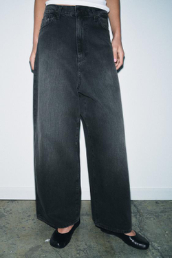 ZARA ДЖИНСЫ ZW COLLECTION СВОБОДНОГО КРОЯ BAGGY LEG С НИЗКОЙ ПОСАДКОЙ, ЧЕРНЫЙ