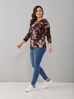 Лонгслив ЛНв-306/коричневый-цветыабстракция