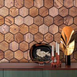 Деревянная мозаика для стен Wood Mosaic Соты фаска