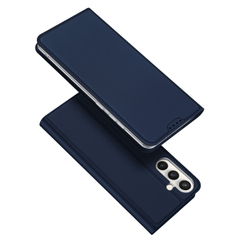 Чехол книжка из PU кожи синего цвета от Dux Ducis для Samsung Galaxy S25 FE, серия Skin Pro Series Case