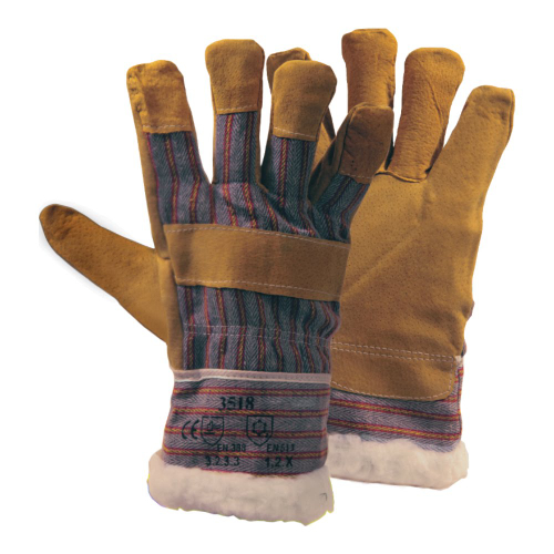 Перчатки спилковые комбинированные, утепленные