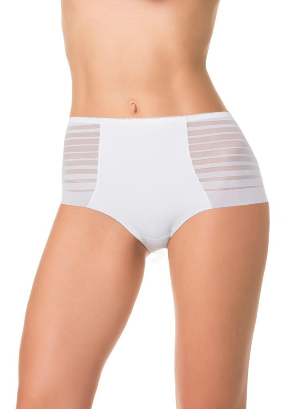 Высокие трусики-слипы с полосками по бокам (Размер: XL) (Цвет: молочный)