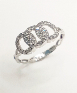 Кольцо Эстерелла с фианитами, серебро, 925 проба, родирование/Ф