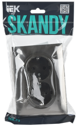 SKANDY Розетка 2-местная с заземлением с защитными шторками 16А в сборе SK-R07N металл никель IEK