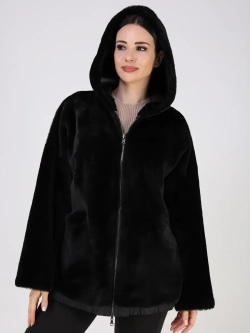 Дубленка зимняя натуральная с капюшоном шуба