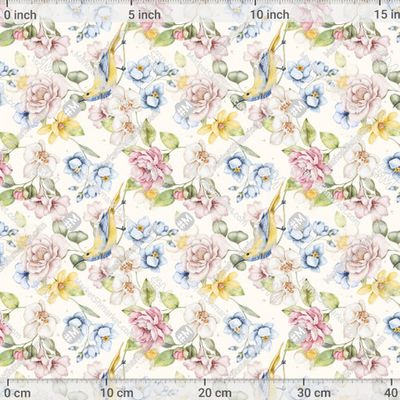 Цветы и птицы на молочном фоне by E.KK8 469 DPI