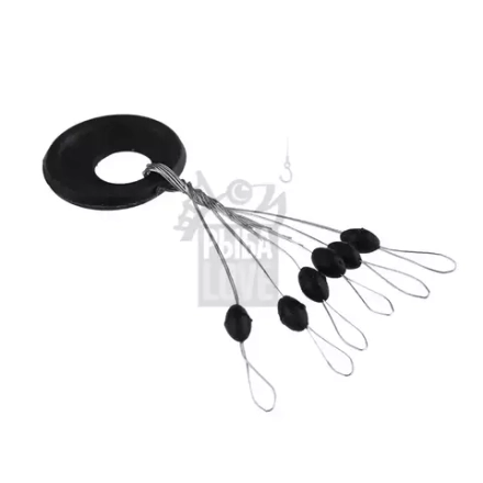 Стопор рыболовный для лески шнура SS черные 6 шт.