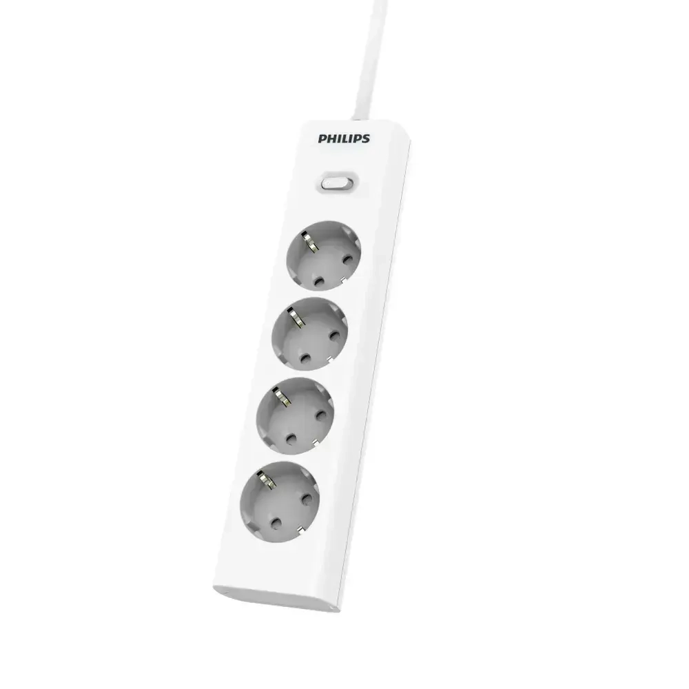 Сетевой фильтр удлинитель Philips CHP2145WC/51 с четырьмя стандартными розетками EU, с заземлением и защитой от перегрузок, 5 м, белый