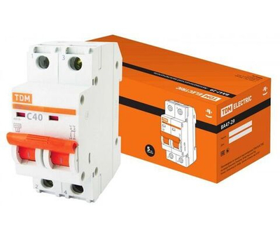 Автоматический выключатель ВА47-29 2P 40А 4,5кА х-ка С TDM (SQ0206-0097)