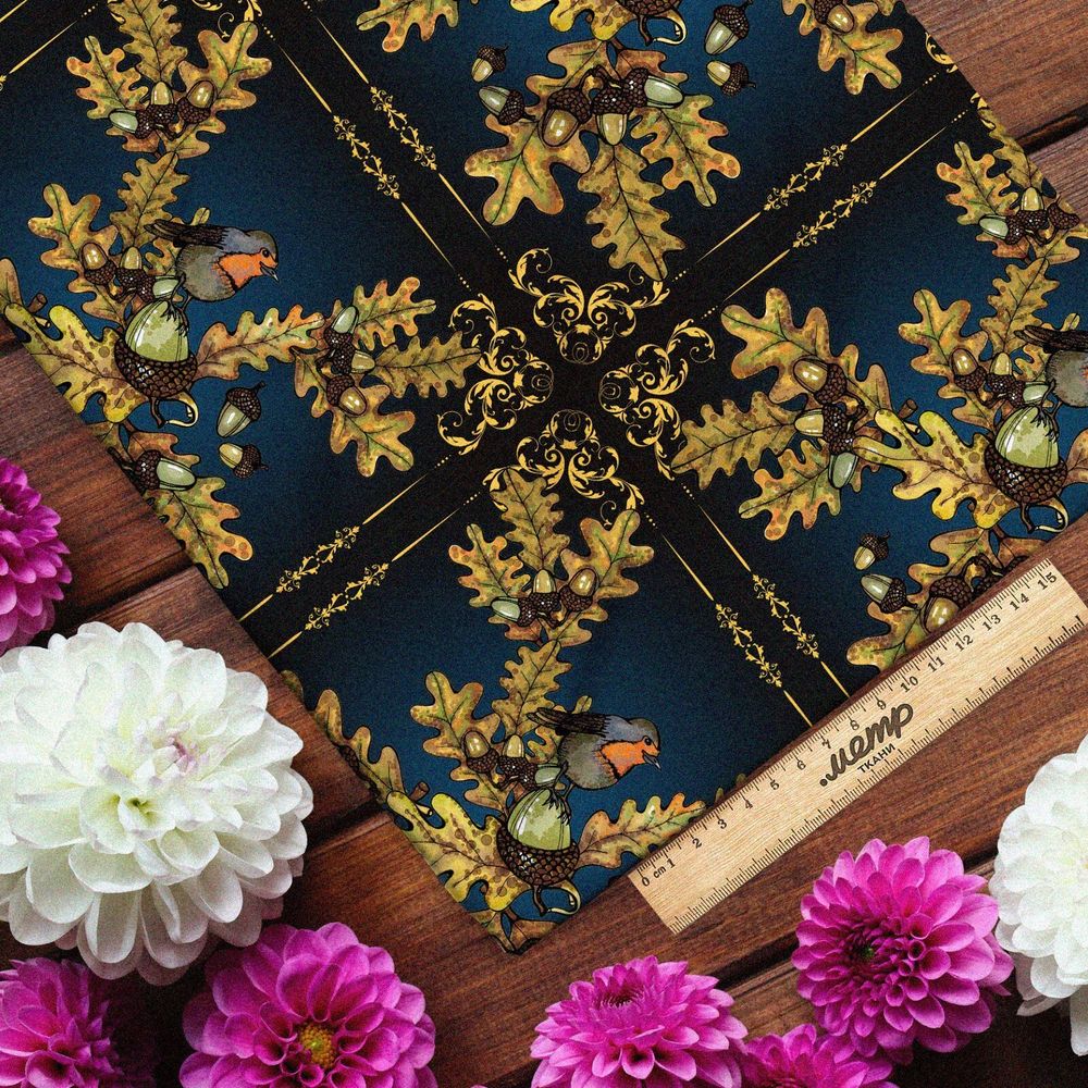 Ткань дюспо желуди с листьями