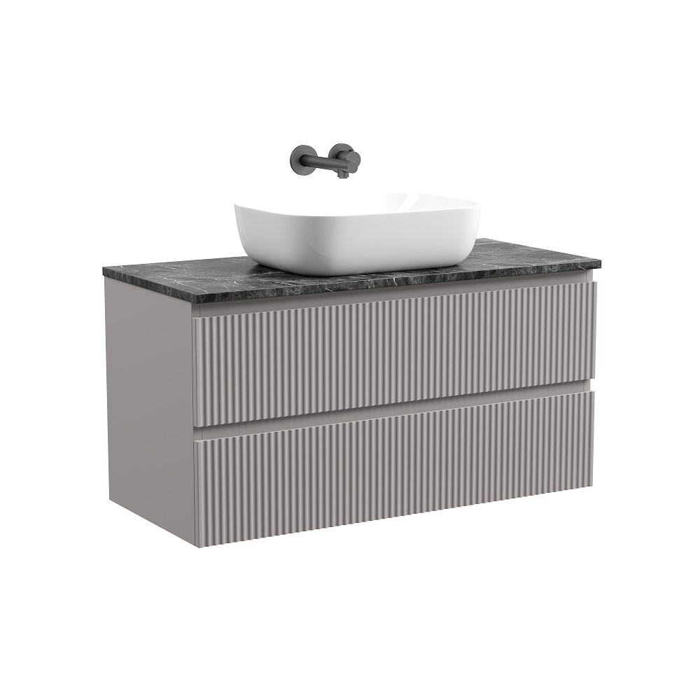 Тумба подвесная Sancos Snob R, Doha Soft 995х445х500, под столешницу без отверстия под смеситель, цвет Black Sky