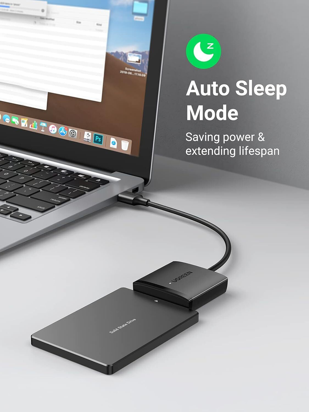 Конвертер/Адаптер с USB 3.0 на 3.5''/2.5'' SATA, без БП, UGREEN 60561