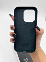 Кожаный чехол Leather Case iPhone 14 Pro | Green Темно-Зеленый