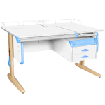 Растущая парта Дэми СУТ 25 с задними полками СУТ.15.210 и навесной тумбой (1200×880 мм)