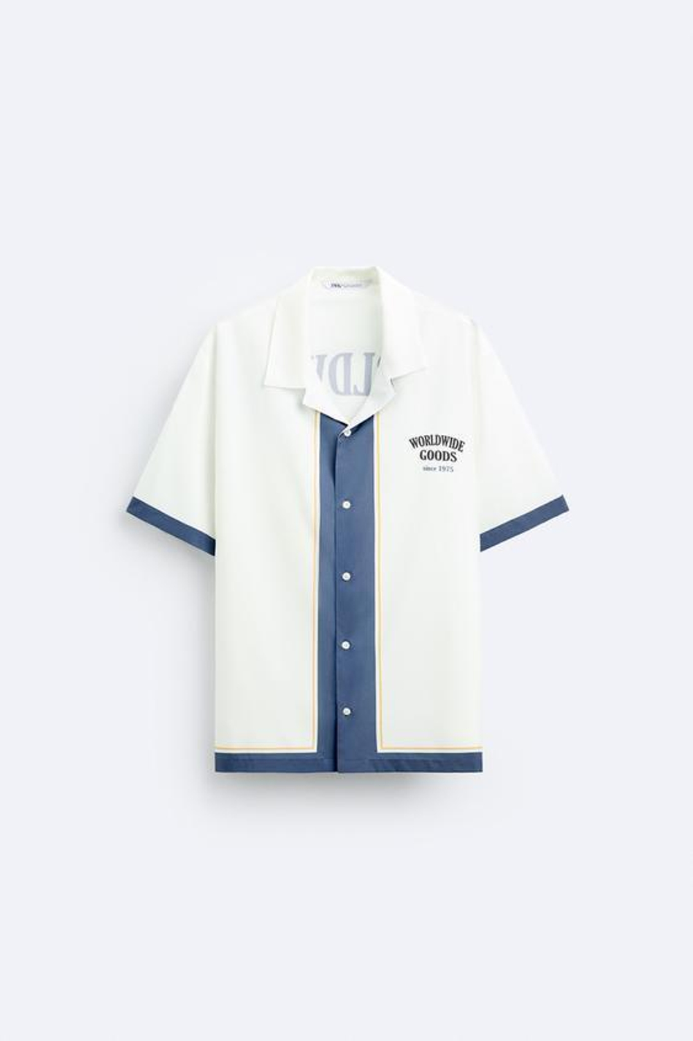 ZARA КОМБИНИРОВАННАЯ РУБАШКА С АТЛАСНЫМИ ДЕТАЛЯМИ, СИНИЙ